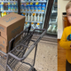 Left: The typical contents of my grocery cart. Right: My son with a bottle of Ripple.